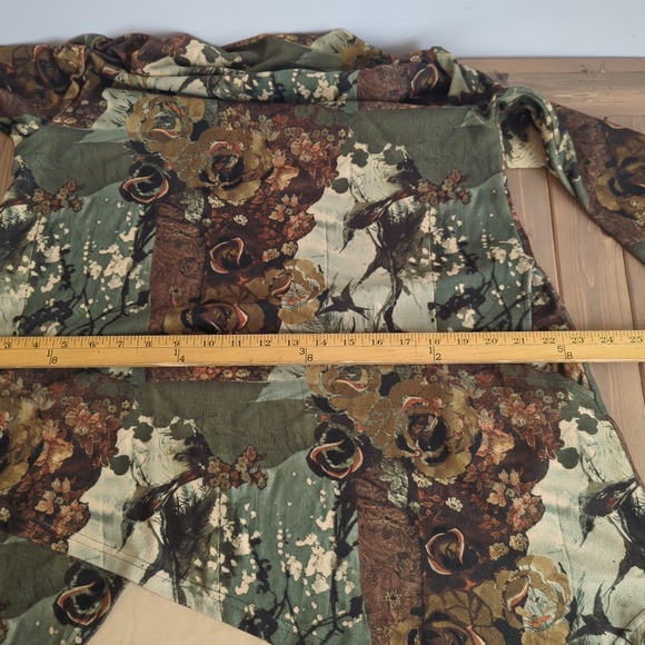 Velour Tunic Top Patchwork Cowl Neck Asymmetrical Hem Boho Artsy Fall SZ Lrg - Picture 12 of 14